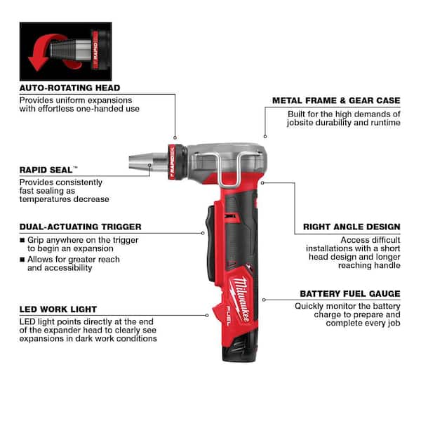 Milwaukee M12 FUEL ProPEX Expansion Tool with 1/2 in. to 1 in. RAPID SEAL ProPEX Expander Heads & M12 PVC Pipe Shear