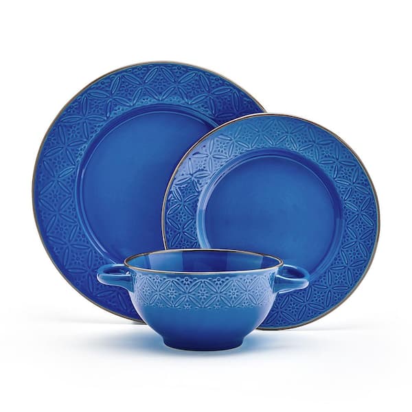 Pfaltzgraff Starburst Ceramic Muffin Tray, 12-Inch, Starburst Blue