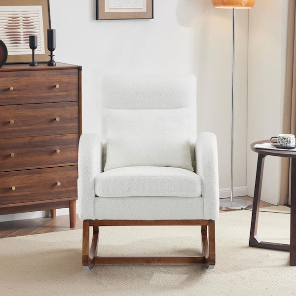 Karl home White Teddy Fleece Rocker Armchair