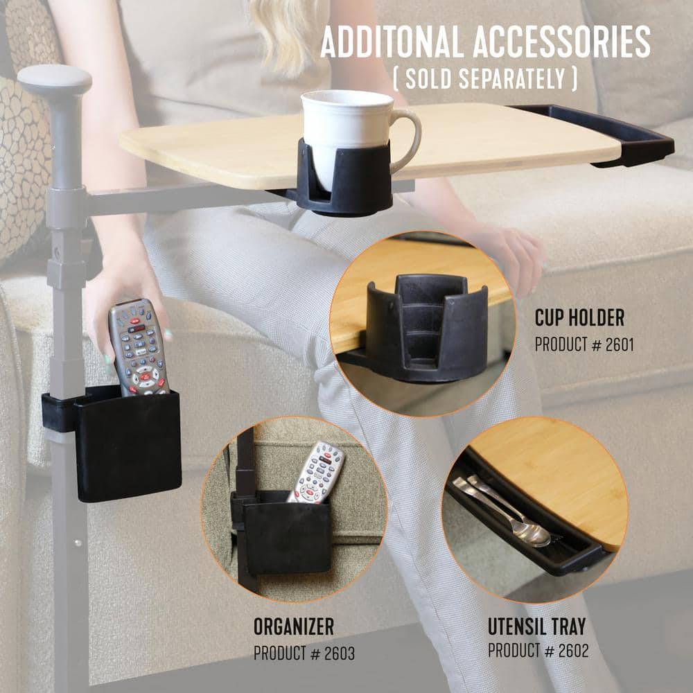 Bamboo Swivel TV Tray with Ergonomic Stand Assist Handle