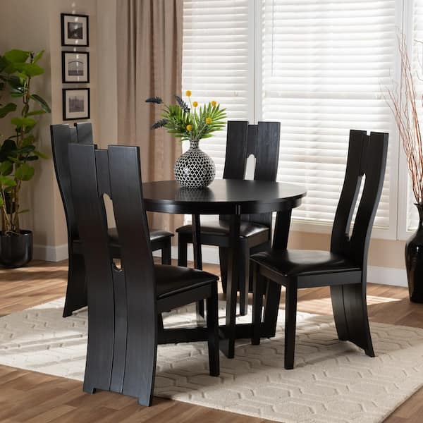 Baxton Studio Sorley 5 Piece Dark Brown Dining Set 1698036 10898HD