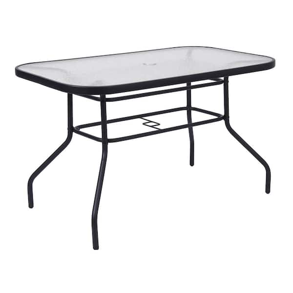 Black Rectangle Steel Outdoor Dining Table