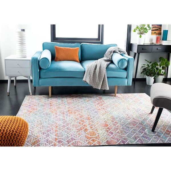 Provance 5 ft. x 8 ft. Cream/Orange Abstract Trellis Area Rug