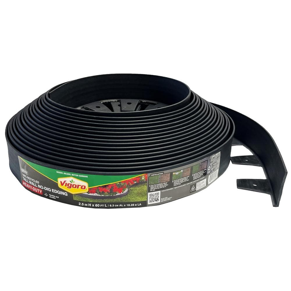 Vigoro 60 ft. No-Dig Plastic Landscape Edging Kit 3001-60HD-3 - The Home  Depot