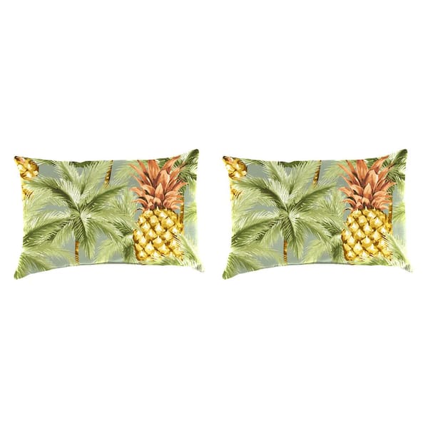 Jordan Manufacturing 18 in. L x 12 in. W x 4 in. T Luau Breeze Outdoor Lumbar Throw Pillow (2-Pack)