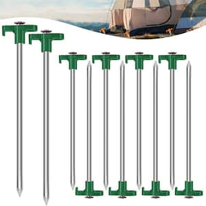 0.24 in. x 10 in. Tent Stake Heavy Duty Camping Stake for Outdoor Camping Tent, Green (10 pack)