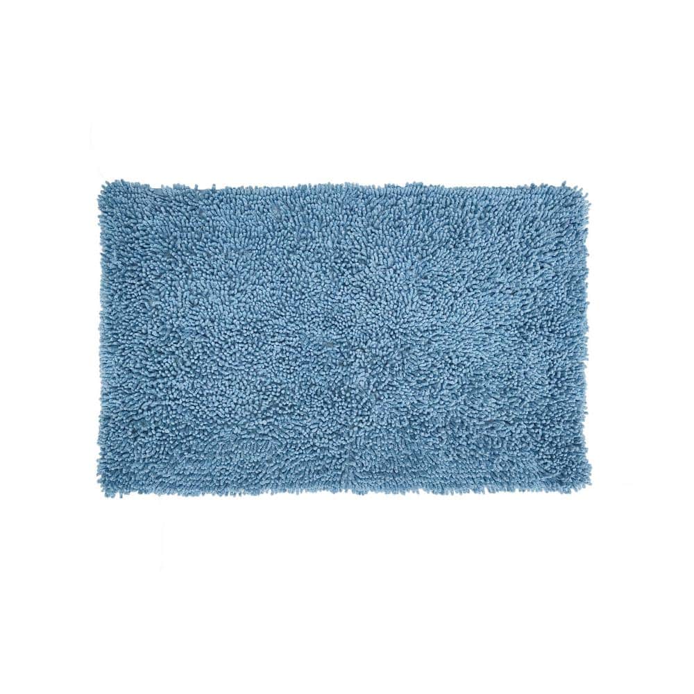 HOME WEAVERS INC Fantasia Bath Collection 24 in. x 40 in. Blue Shaggy Cotton Bath Rug -  BFA2440BL
