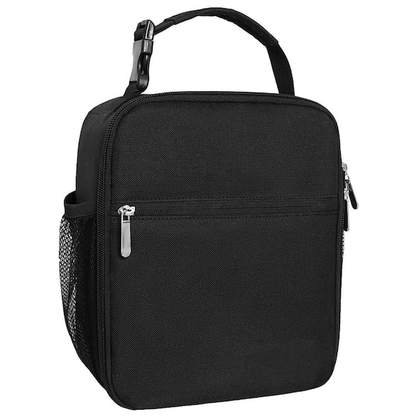 Misopily 8 qt. Durable Reusable Lunch Bag Cooler for Adults Small Insulated Lunchbox with Storage Pocket and Buckle Handle Black