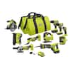 RYOBI ONE+ 18V Cordless 10-Tool Combo Kit with (1) Compact Battery and (2) 4.0 Ah Batteries and Charger PCL2001K3N