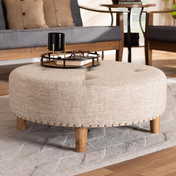 Baxton Studio Vinet Beige Ottoman 153 9199 HD The Home Depot