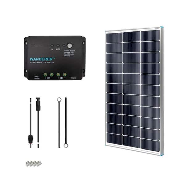100-Watt Solar Starter Kit, 1 Pcs 100W 12V Rigid Monocrystalline Solar Panel & 30A PWM Charge Controller for RV Off-grid