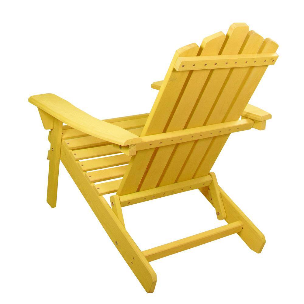 Yellow Climate Resistant Wooden Folding Adirondack Chair