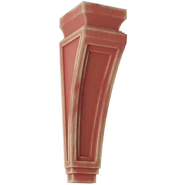 Ekena Millwork 3-7/8 in. x 14 in. x 4-1/2 in. Salvage Red Arts and Crafts Wood Vintage Decor Corbel