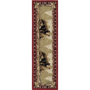 Lodge King Grizzy Gap Multi-Colored 2 ft. x 8 ft. Area Rug