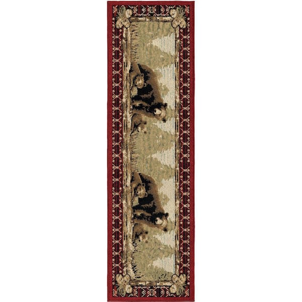 Mayberry Rug Lodge King Grizzy Gap Multi-Colored 2 ft. x 8 ft. Area Rug