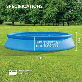 28116EH 120 in. Round 24 in. High Easy Set Circular Swimming Inflatable Pool, Blue