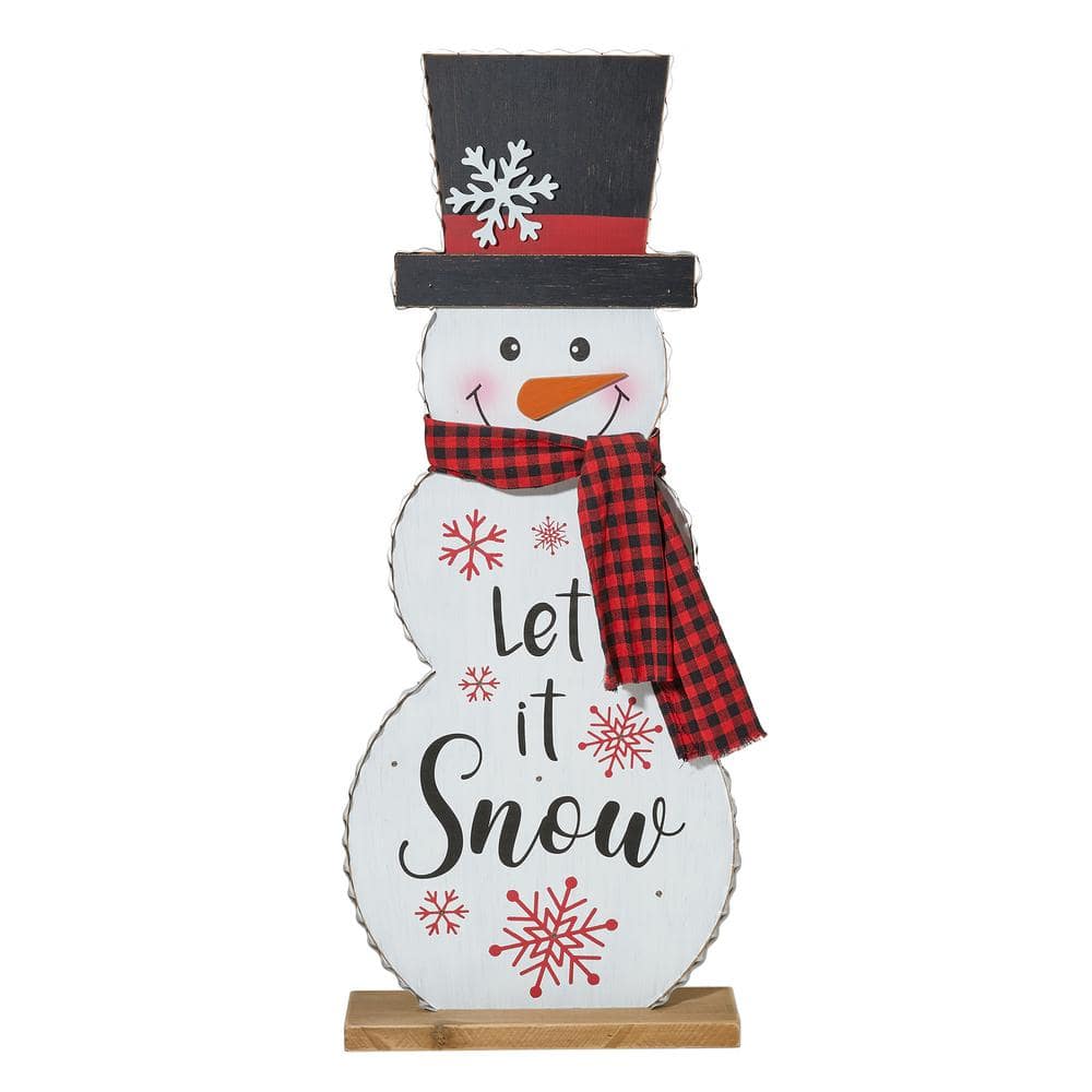 36" Lighted Snowman Christmas Porch Sign with Plaid Scarf