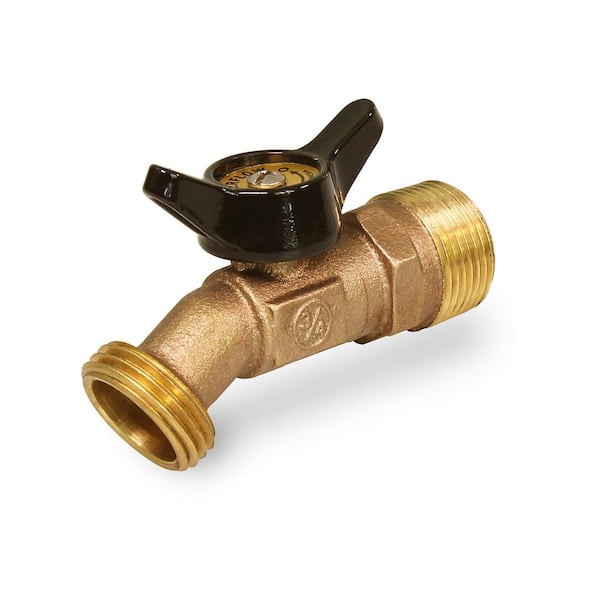 The Plumber's Choice 1/2 in. MIP Inlet x 3/4 in. MHT Outlet No Kink Quarter-Turn Sillcock Hose Bibb; Cast Brass