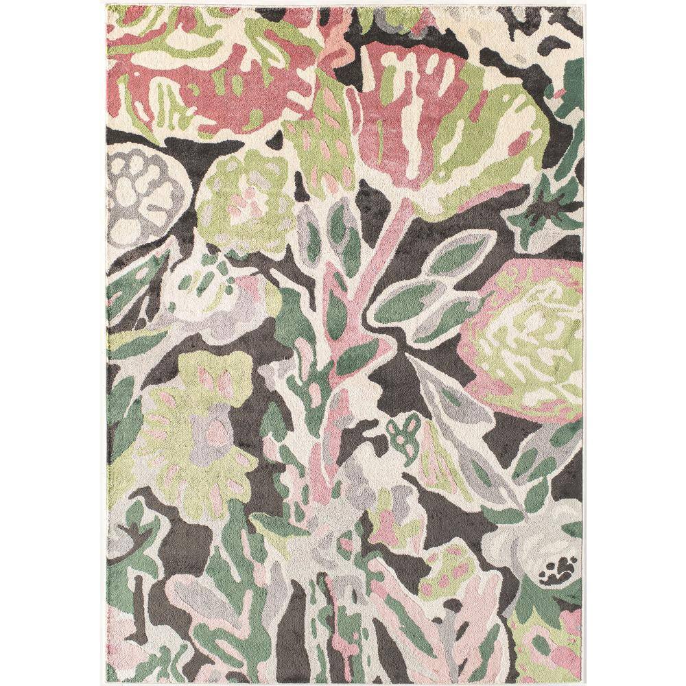 Rugs America Valentina Hanna Black 5 ft. x 7 ft. Summer Bloom Floral ...
