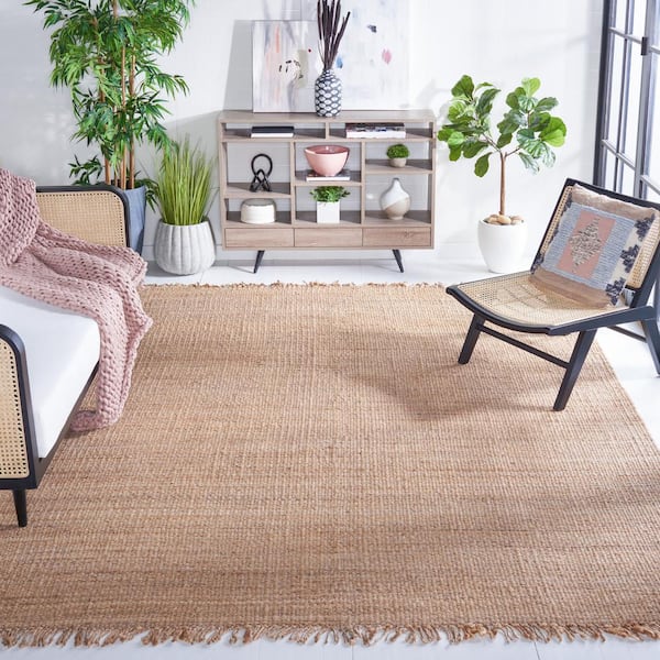 Natural Fiber 10 ft. x 14 ft. Natural Solid Color Area Rug