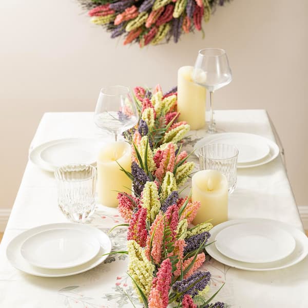 Glitzhome 6 ft. Pink, Purple and Yellow Artificial Mixed Heather