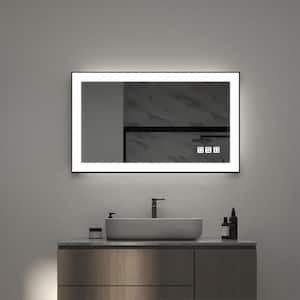 40 in. W x 24 in. H Rectangular Framed LED Anti-Fog Wall Mirror in Black with Backlit and Front Light