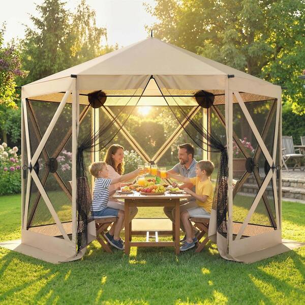 11 ft. W x 10 ft. D Pop Up Gazebo Screen Tent, Portable Instant