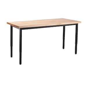 Heavy Duty Height Adjustable Table 30 in. x 72 in. Black Frame Butcher Block Top