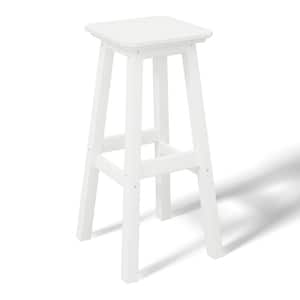 Laguna 29 in. HDPE Plastic All Weather Backless Square Seat Bar Height Outdoor Bar Stool in White