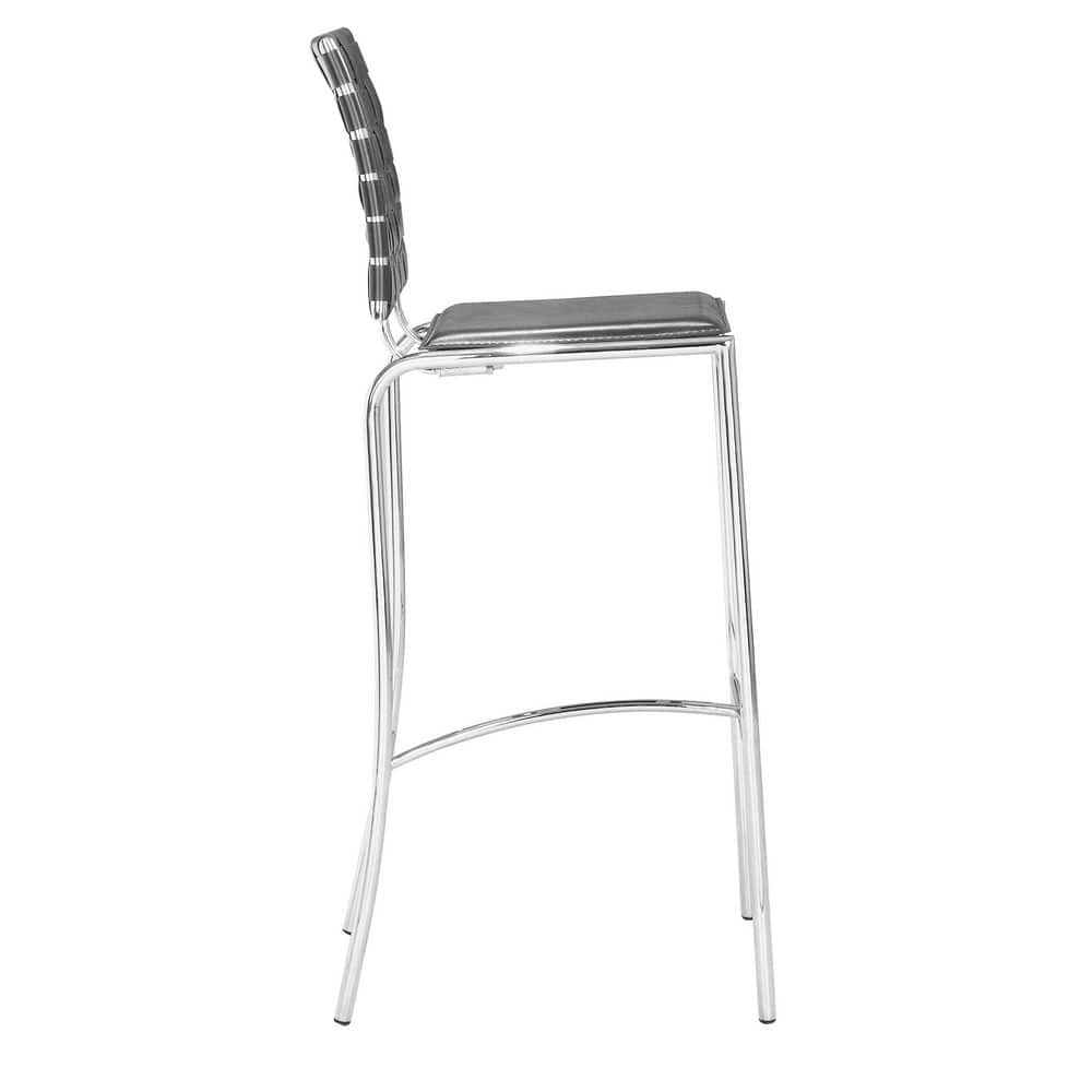 Modern Black Leatherette Criss Cross Bar Stool Set