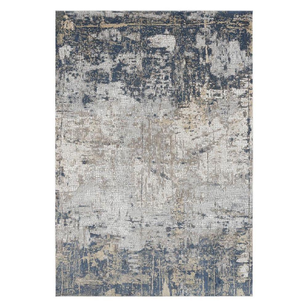 4 ft. x 6 ft. Beige Dark Blue And Gray Abstract Area Rug price history on PriceWatchPro