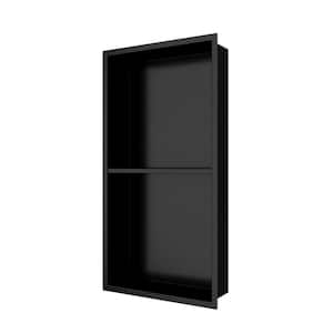 25 in. W x 13 in. H x 4 in. D Double Shelf Bathroom Recessed Shower Niche in Black