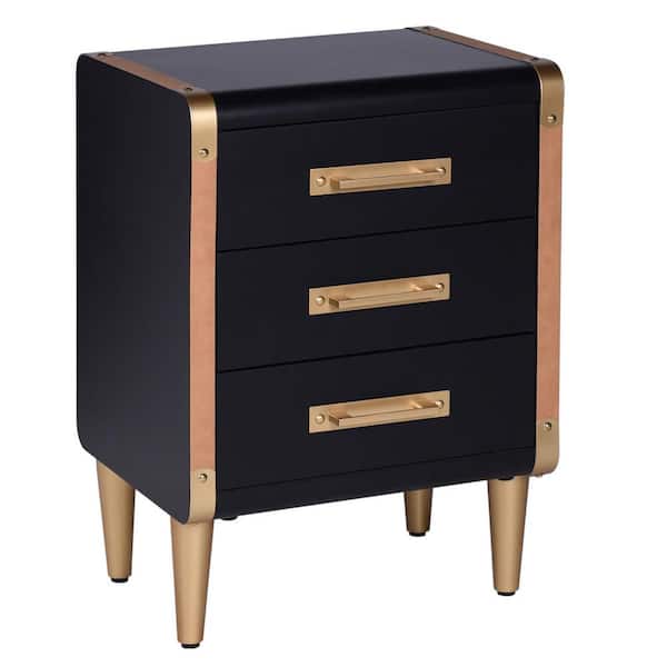 StyleCraft 17.72 in. Black, Gold, Brown Rectangle Metal End Table