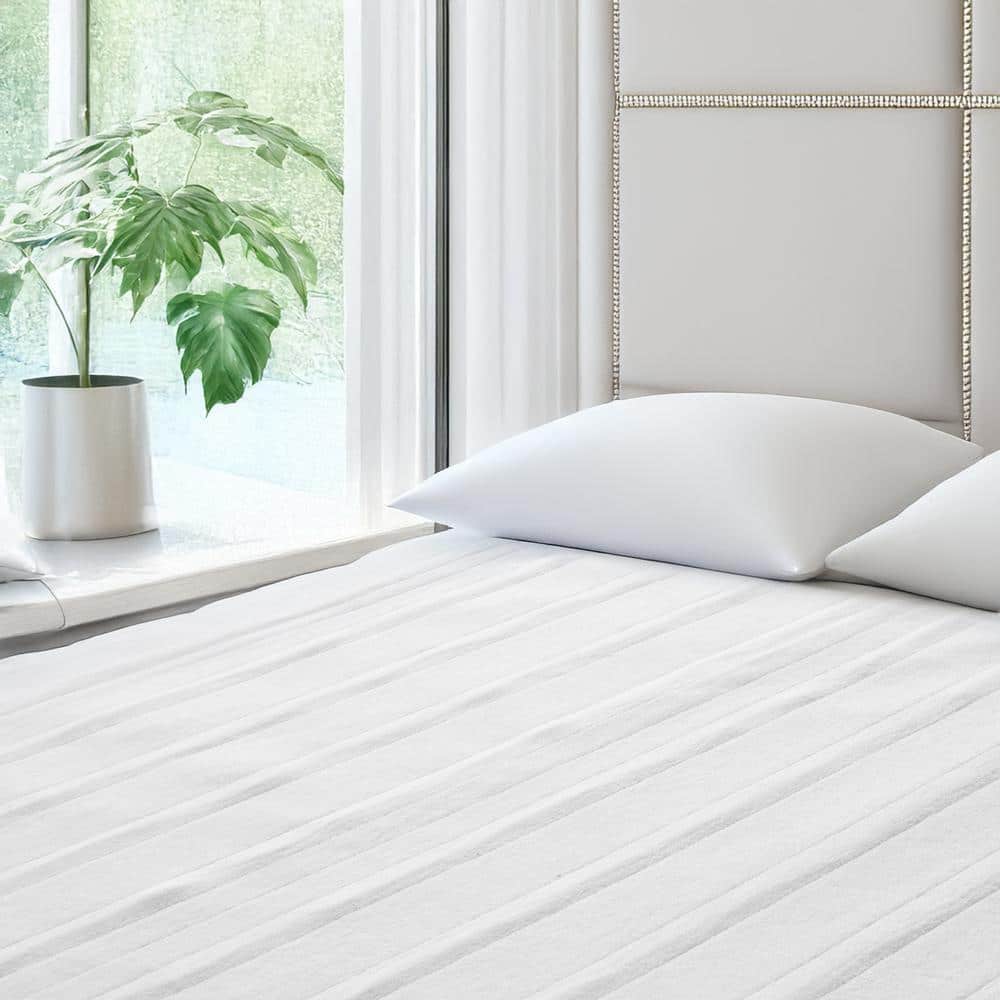 SKYSHALO Heated Mattress Pad, White, Velvet, 60 x 80 in., Queen Electric Blanket Bed Warmer with 1-5 Heat Control 2025 update