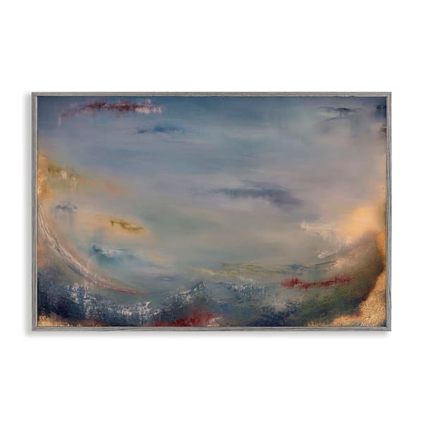 Stupell Industries Bottom Of Ocean Abstraction by Lydia Orange Gray Framed Abstract Giclee Art Print 20 in. x 30 in.