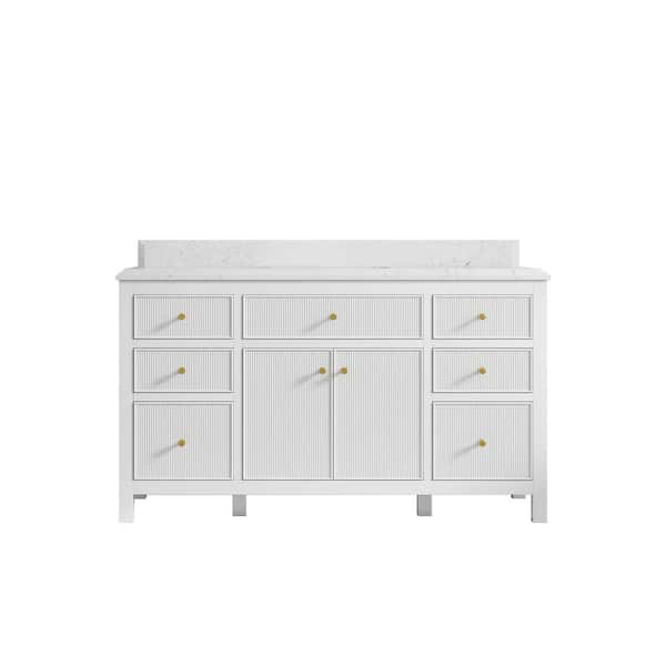 Willow Collections Sonoma 60 in. W x 22 in. D x 36 in. H Single Sink Bath Vanity in White with 1.5" Empira Quartz Top