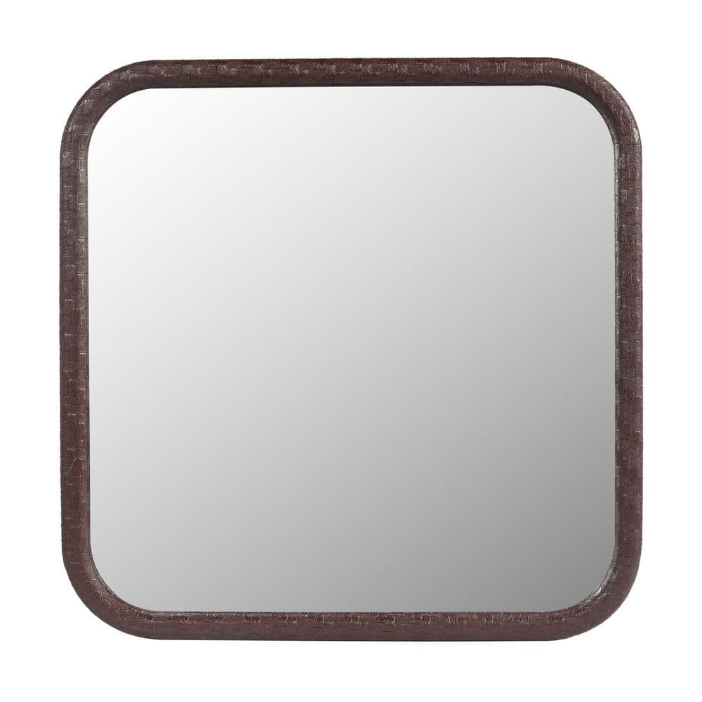 24 in. W x 24 in. H Square PU Covered MDF Framed Wall Bathroom Vanity Mirro
