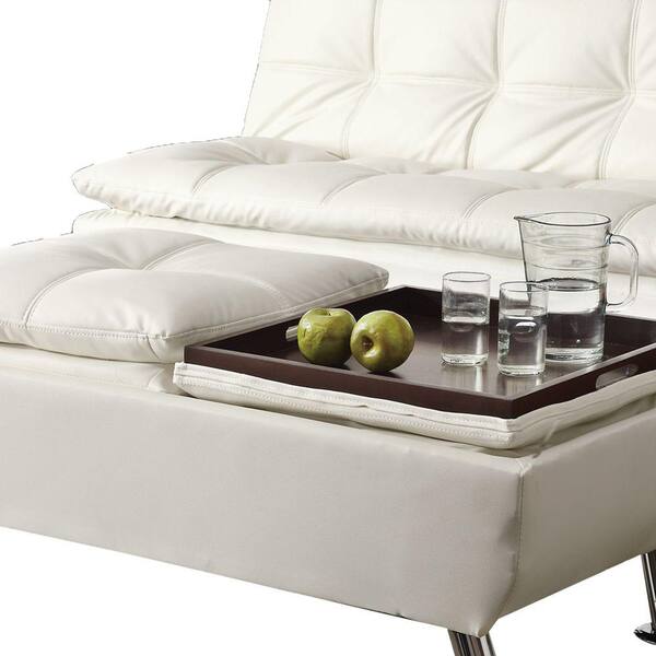 Benjara Faux Leather White Ottoman With Reversible Tray Tops 23 5 In L X 44 W 12 H Bm69567 The Home Depot - Hadley Ottoman Coffee Table Tray Benjara Faux Leather White Ottoman With Reversible Tray Tops 23 5 In L X 44 W 12 H Bm69567 The Home Depot - Hadley Ottoman Coffee Table Tray