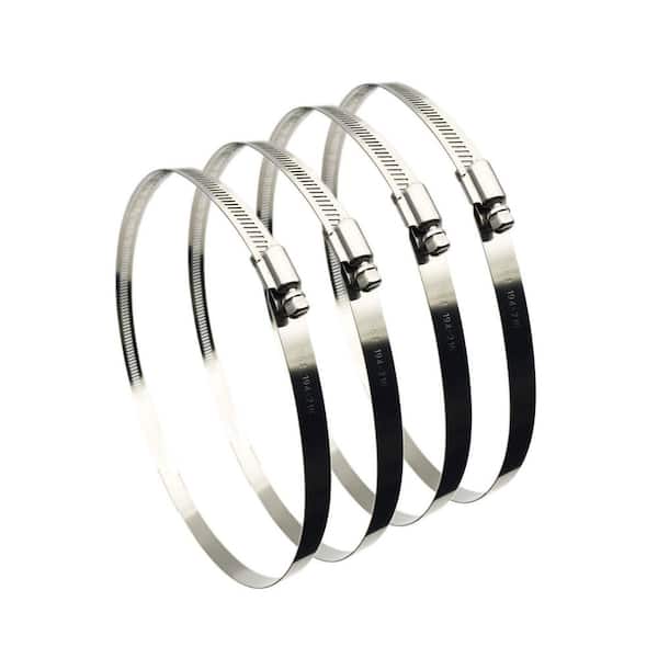 4-Pack Worm Drive 8" Adjustable 304 Stainless Steel Duct Clamps Silver