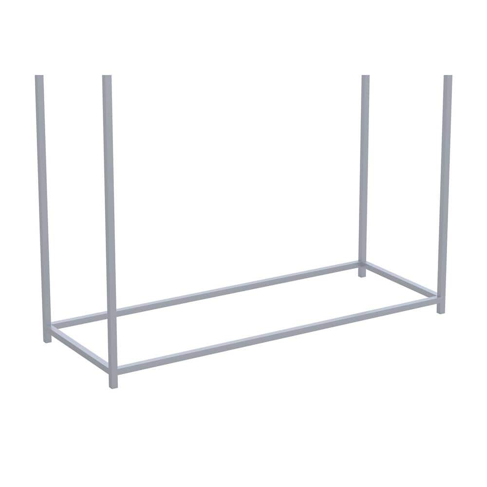 Modern White and Silver Metal Console Table with Storage
