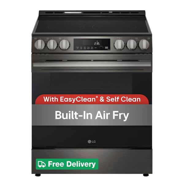 30 in. 6.3 cu. ft. Smart Electric Range with Fan Convection, Air Fry & EasyClean in PrintProof Black Stainless Steel