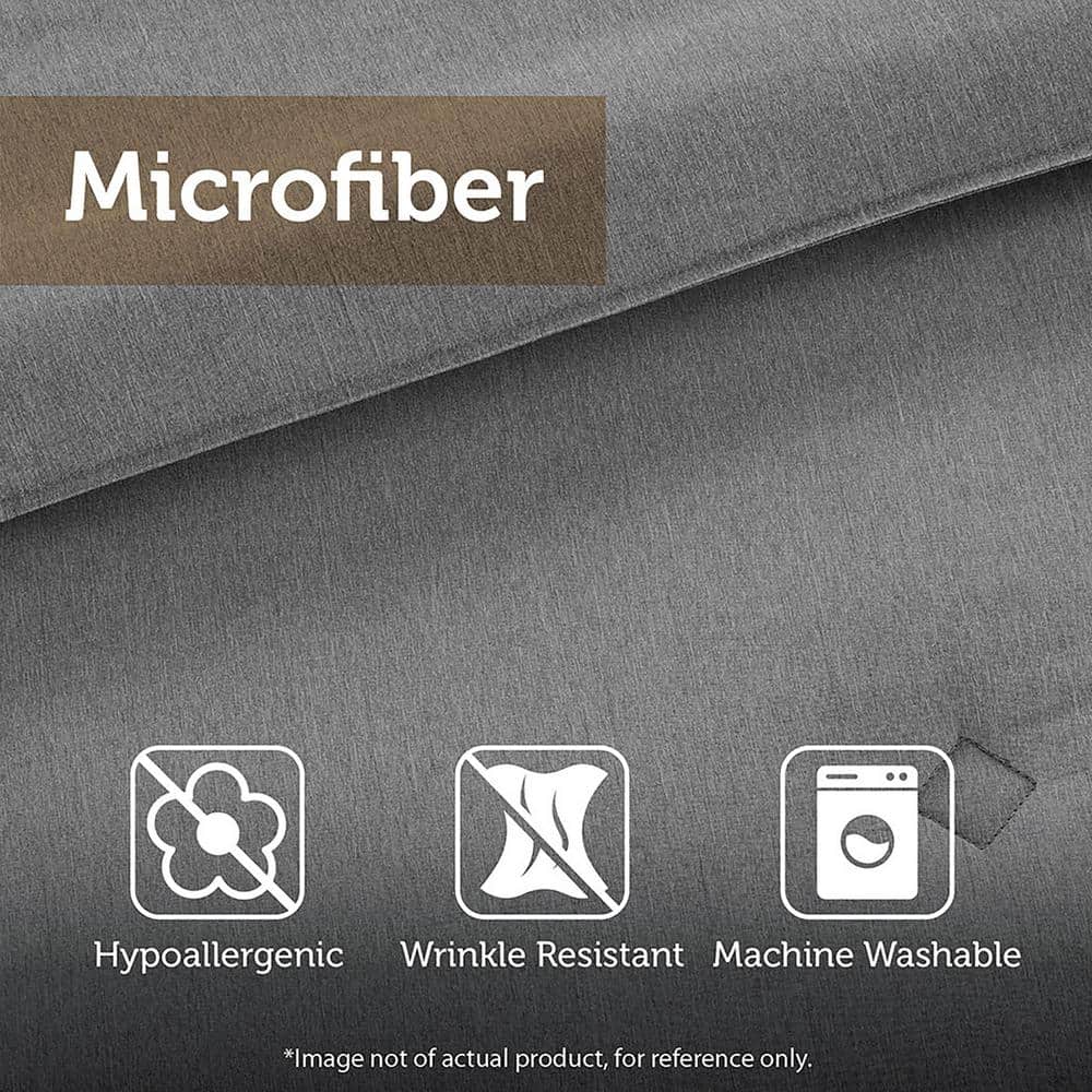 Gray King Size Microfiber Down Alternative Comforter Set