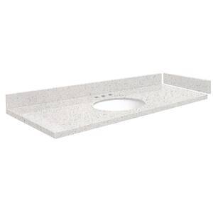 Silestone 58.25 in. W x 22.25 in. D Quartz White Round Single Sink Vanity Top in Stellar Snow