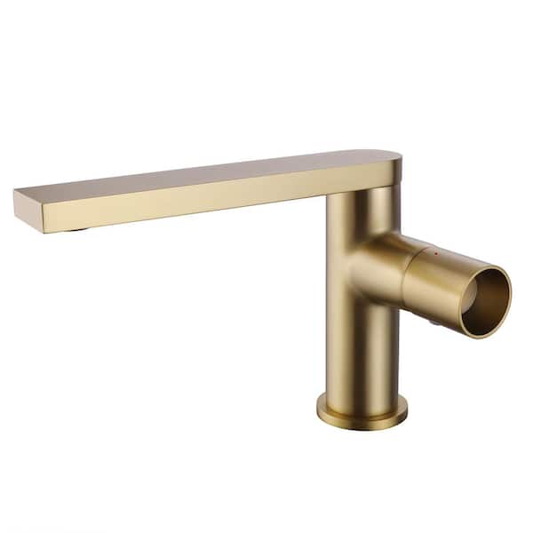 AIMADI Single Handle Single Hole Bathroom Faucet with Valve Modern Brass Bathroom Sink Taps in Brushed Gold