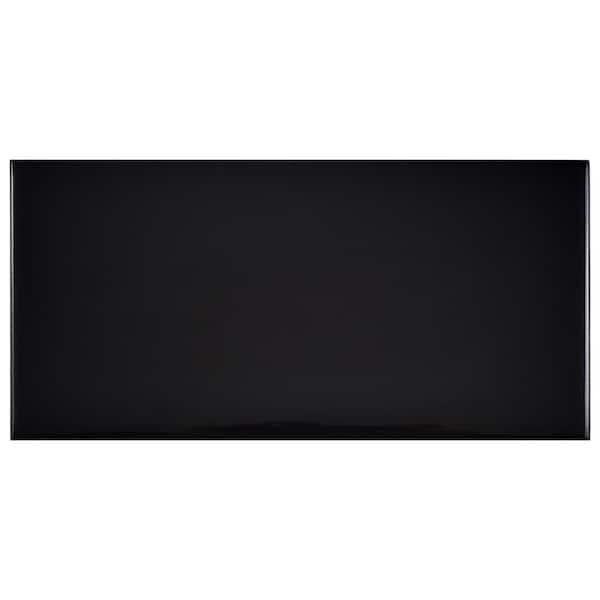 Merola Tile Park Slope Subway Glossy Black 3 in. x 6 in. Ceramic Wall Tile (11.18 sq. ft./Case)