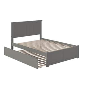 Nantucket Grey Full Platform Bed with Flat Panel Foot Board and Full Urban Trundle Bed Bed