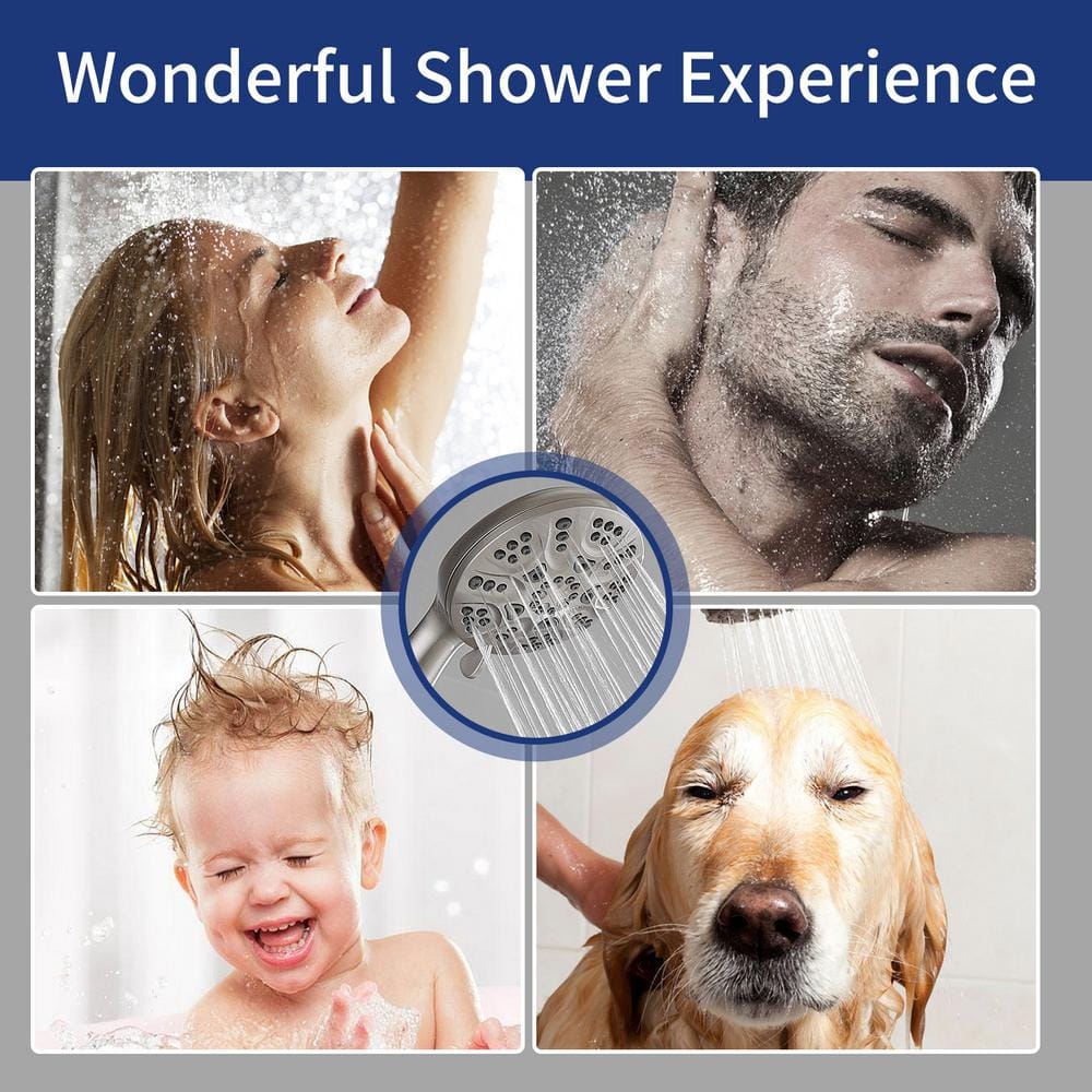 Brushed Nickel Wall Mount Handheld Shower Head with Adjustable Bracket