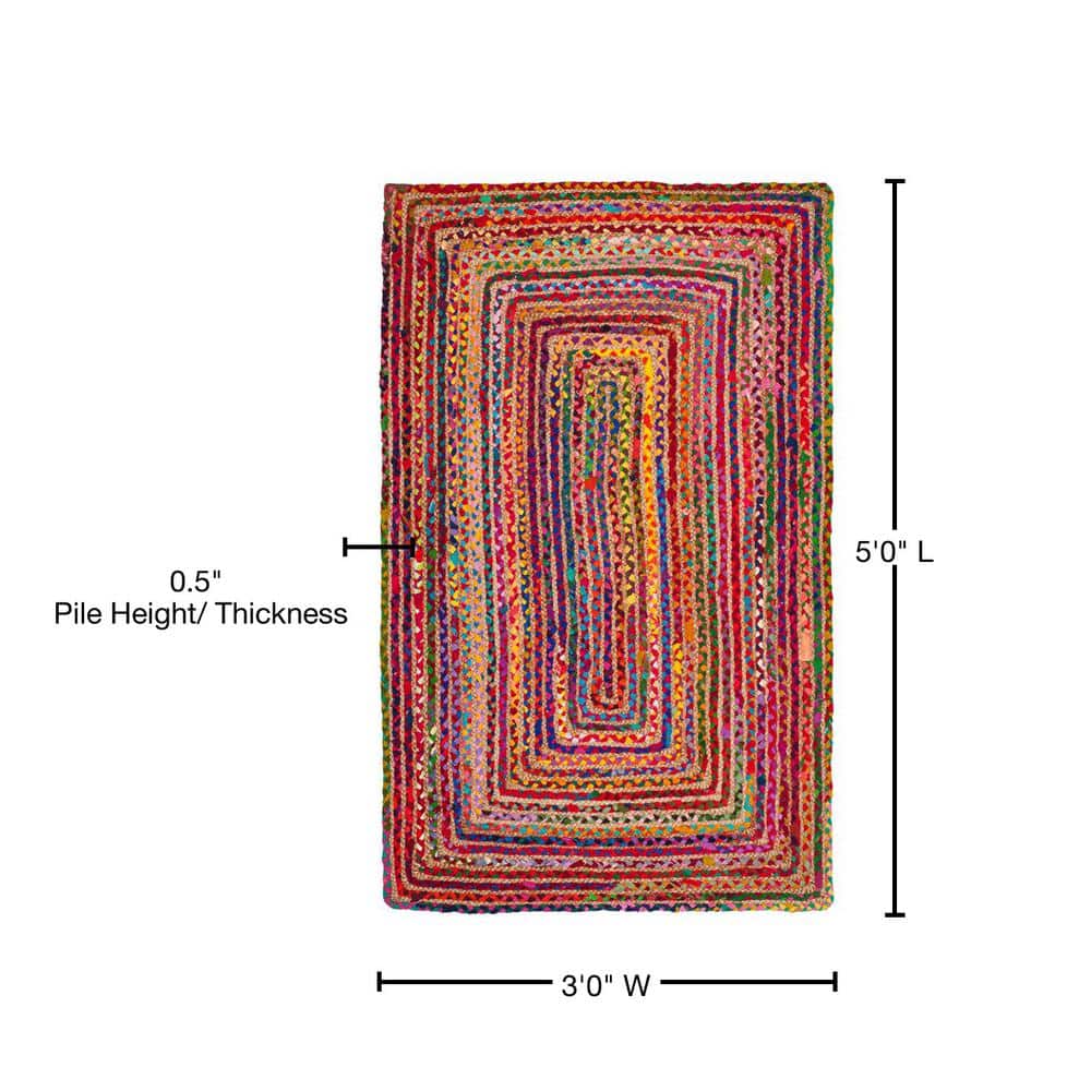 Coastal Charm Red and Multicolor Handwoven Cotton Area Rug - 3' x 5'