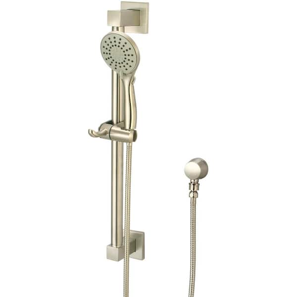 3-Spray Wall Mount Handheld Shower Head 1.75 GPM with Grab Bar in Brushed Nickel