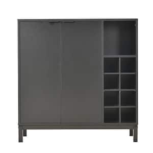 34 in. K and K Black Sideboards and Buffets w/ Storage Coffee Bar Cabinet Wine Racks Storage Server Dining Room Console